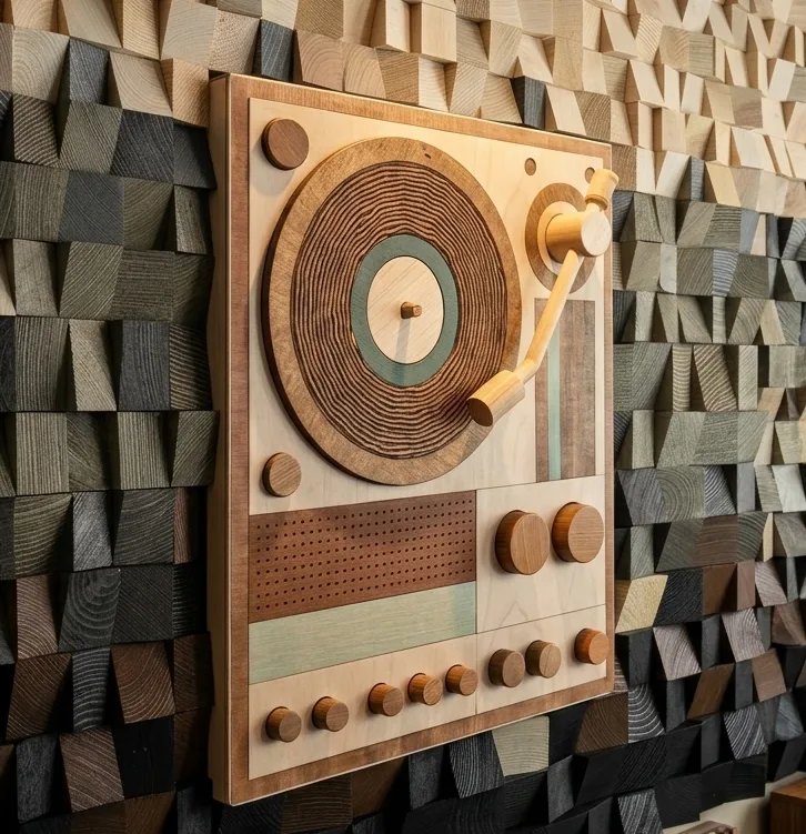 Handmade Wooden Retro Turntable Wall Art