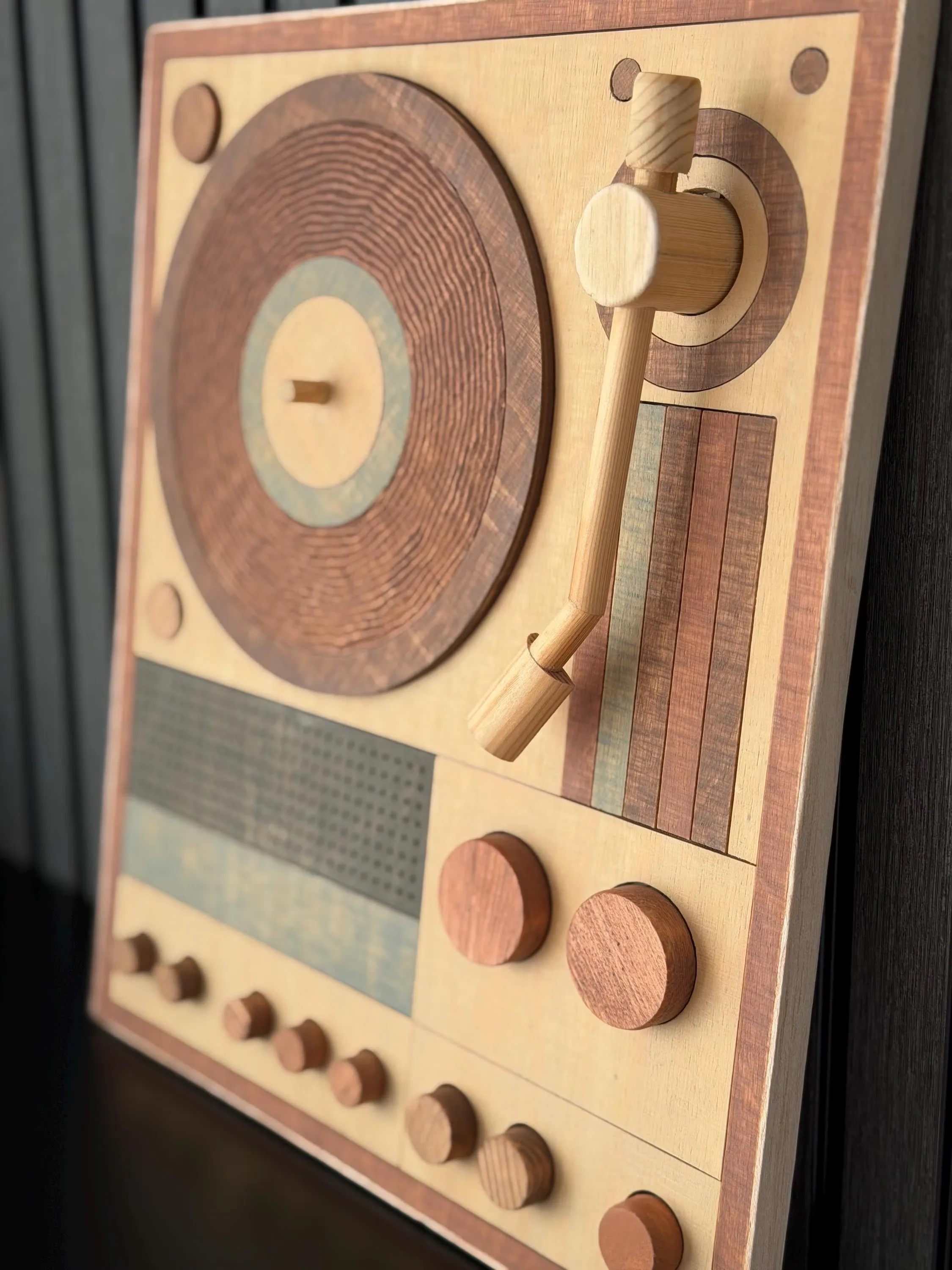 Handmade Wooden Retro Turntable Wall Art
